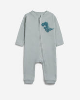 Cute Dinosaur Print Cotton Jumpsuit – Mint Green
